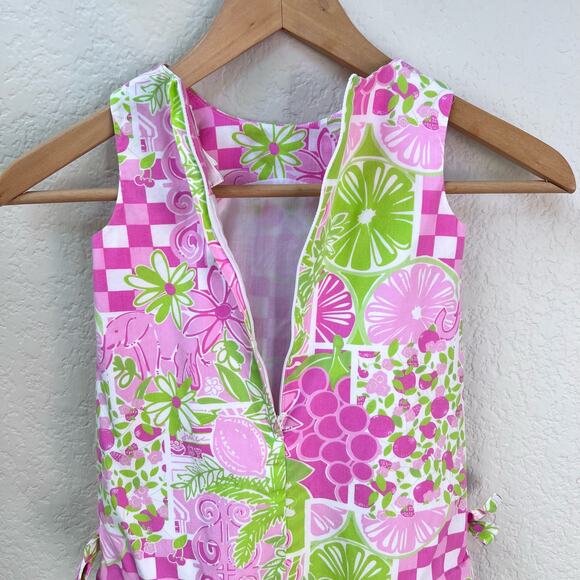 Lilly Pulitzer Dress Girls 3T Pink Green Juice Stand Patchwork Shift Classic - Picture 6 of 8